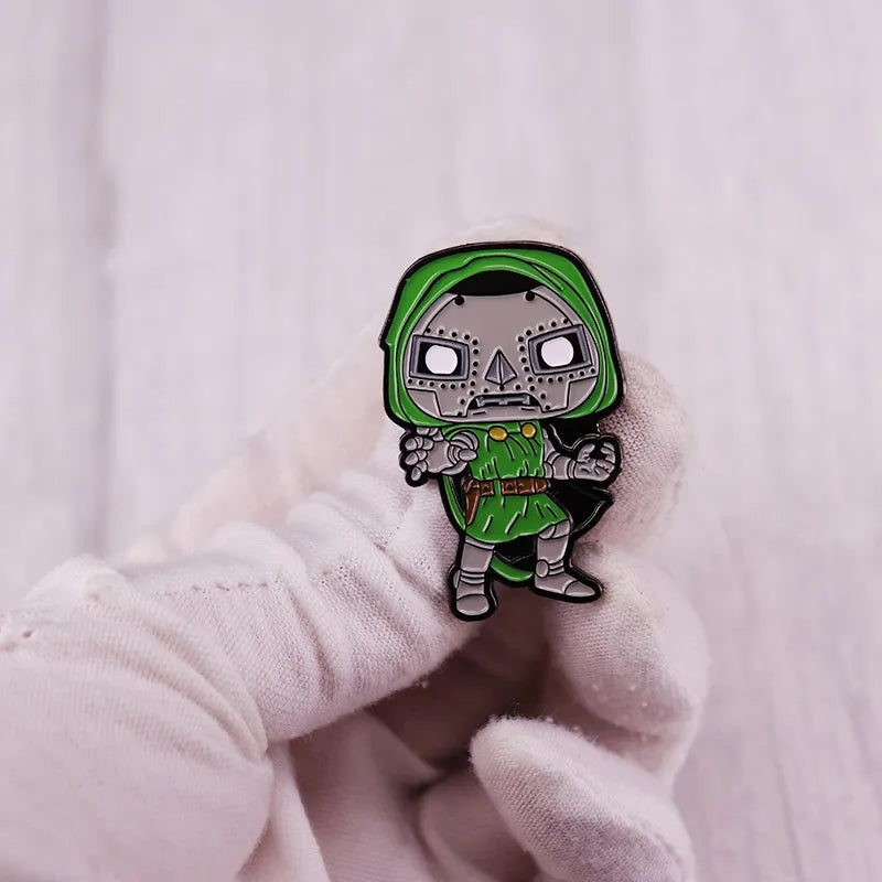 Pin de máscara MF DOOM, broche artístico de Hip Hop, insignia de dibujos animados