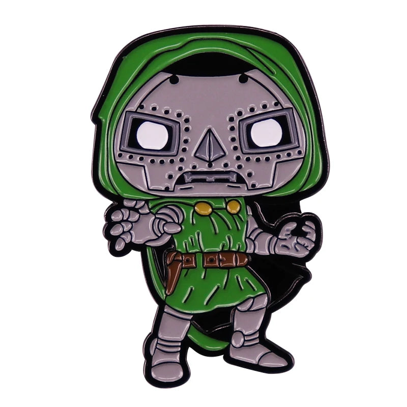 Pin de máscara MF DOOM, broche artístico de Hip Hop, insignia de dibujos animados