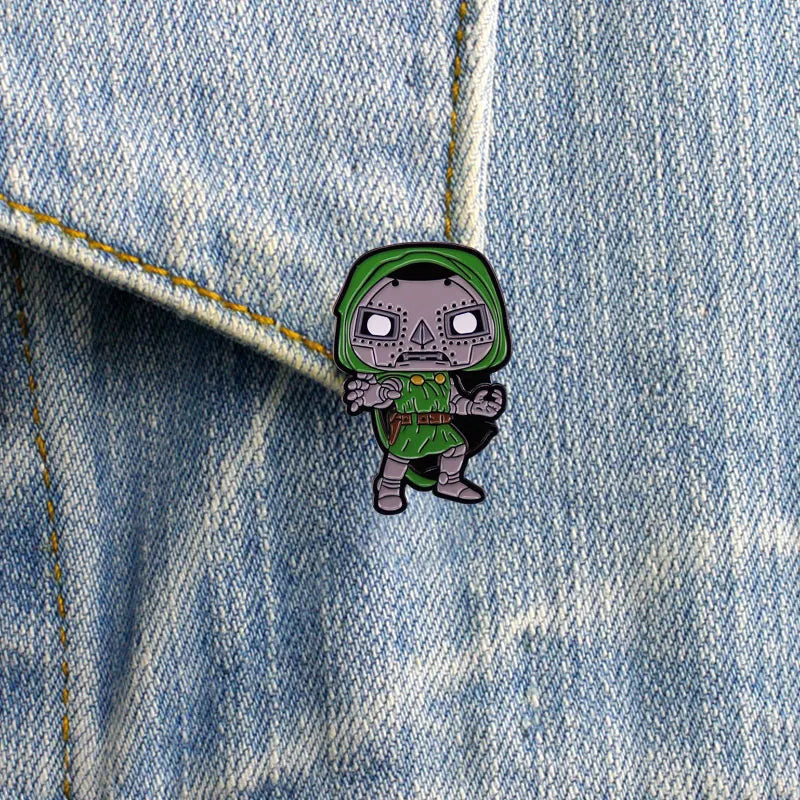 Pin de máscara MF DOOM, broche artístico de Hip Hop, insignia de dibujos animados