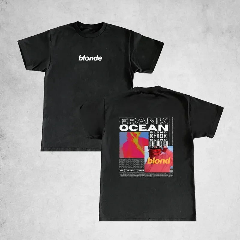 Camiseta con gráfico Retro de rapero Frank para hombre, ropa de álbum oceánico de Hip Hop, camisetas Y2k, Camiseta de algodón de gran tamaño Rubio Unisex a la moda