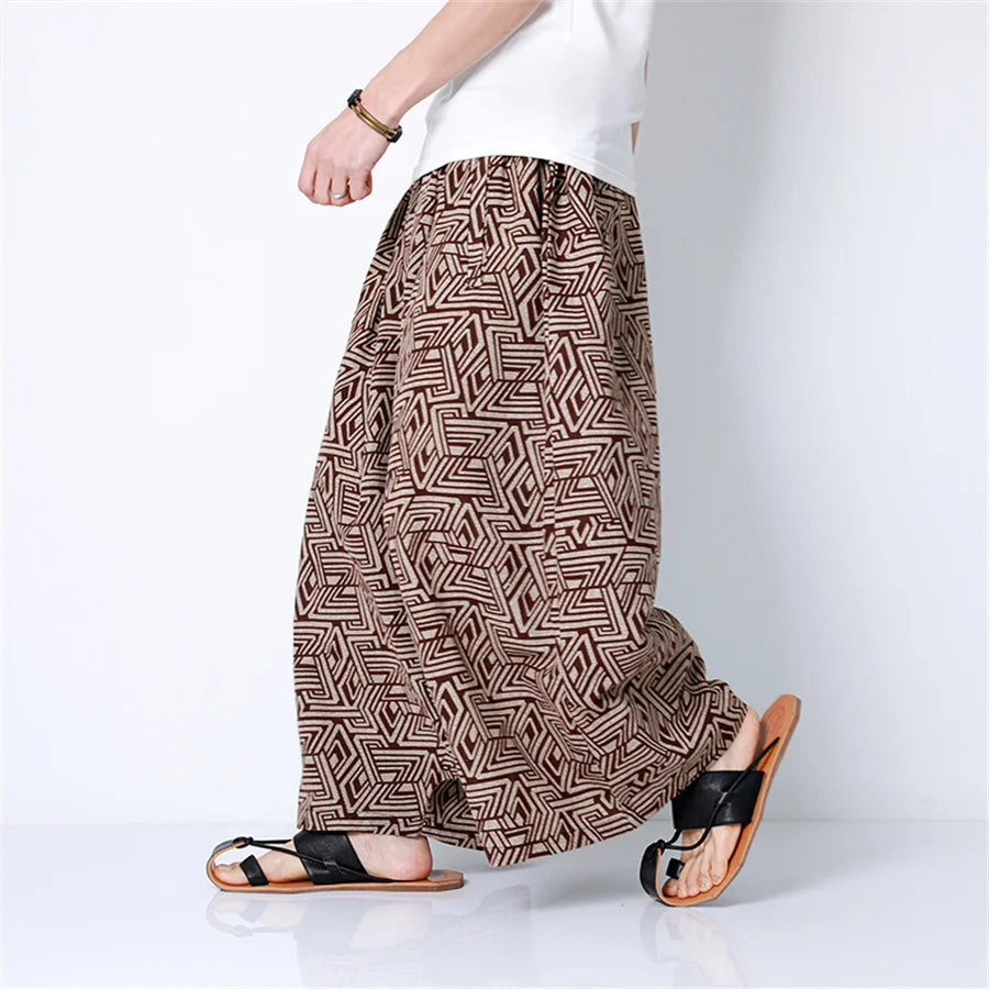 Pantalones Harem de tendencia Hip Hop para hombre, ropa informal suelta informal, pantalones para correr con estampado Retro, pantalones de pierna ancha, pantalones de chándal para hombre de gran tamaño