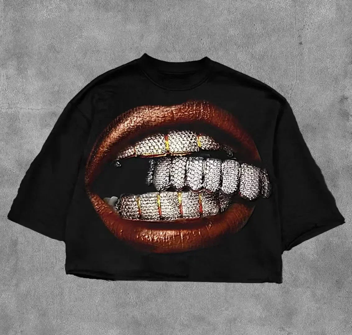 Camisetas Vintage informales con estampado Y2k para mujer, ropa de calle de manga corta con cuello redondo, camiseta gótica Harajuku, Top corto, ropa para hombre y niño 2000