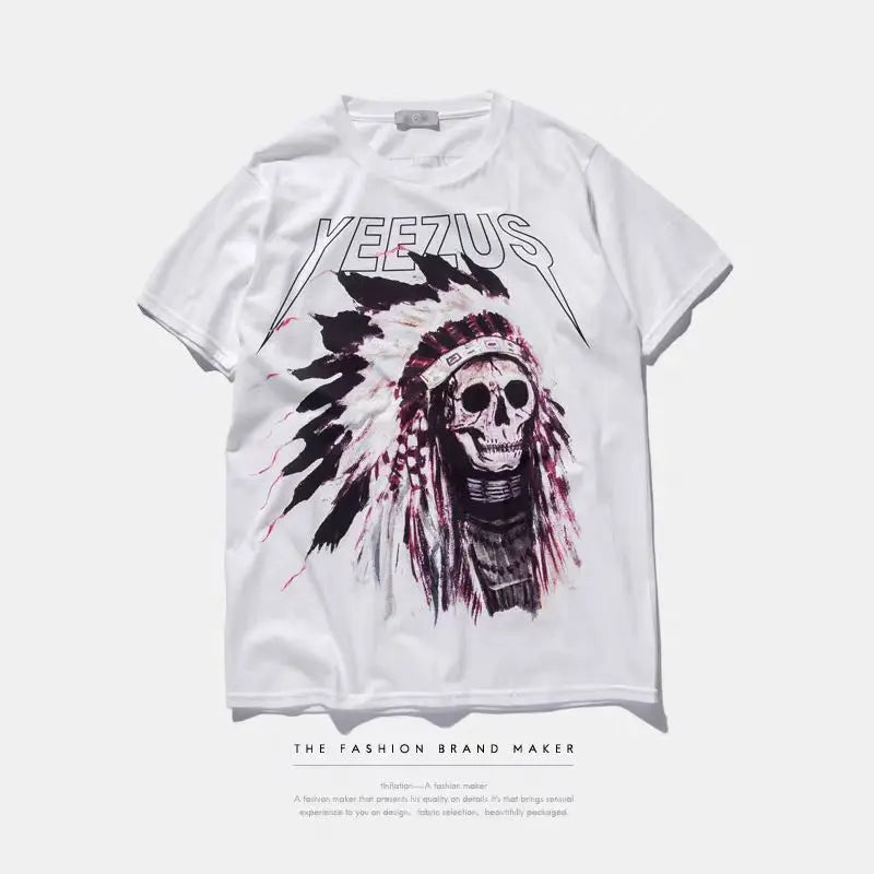 Yeezus kanye west camiseta algodón streetwear concierto hiphop manga corta