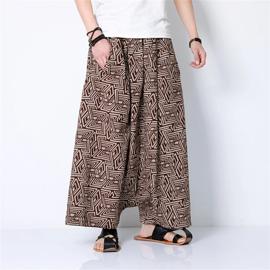 Pantalones Harem de tendencia Hip Hop para hombre, ropa informal suelta informal, pantalones para correr con estampado Retro, pantalones de pierna ancha, pantalones de chándal para hombre de gran tamaño