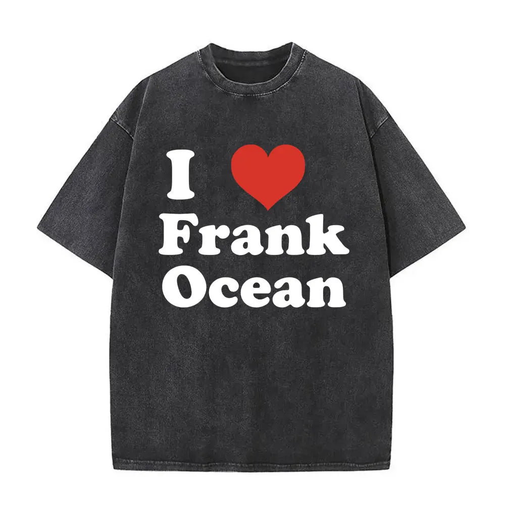 Camiseta lavada Vintage rapero Frank para hombre y mujer, camisa de gran tamaño con gráfico Rubio, estilo Hip Hop, informal, a la moda