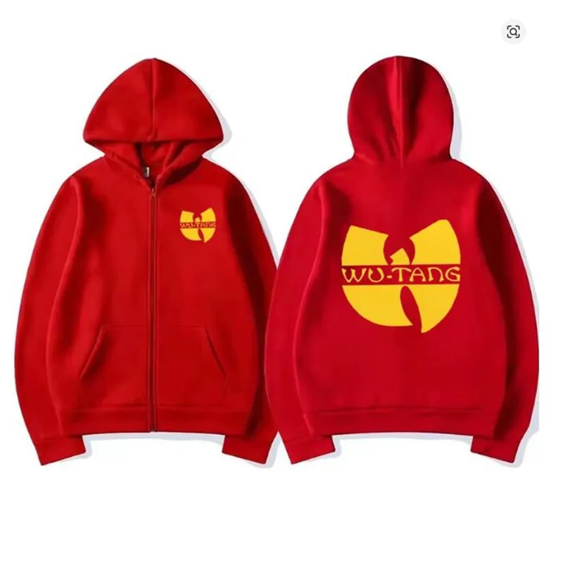 Sudadera con capucha con gráficos Hip Hop Années 90 Wu Clan T-Tangs para hombre y mujer, chaqueta punk con cremallera, abrigo gótico de manga larga de lana, ropa de calle holgada