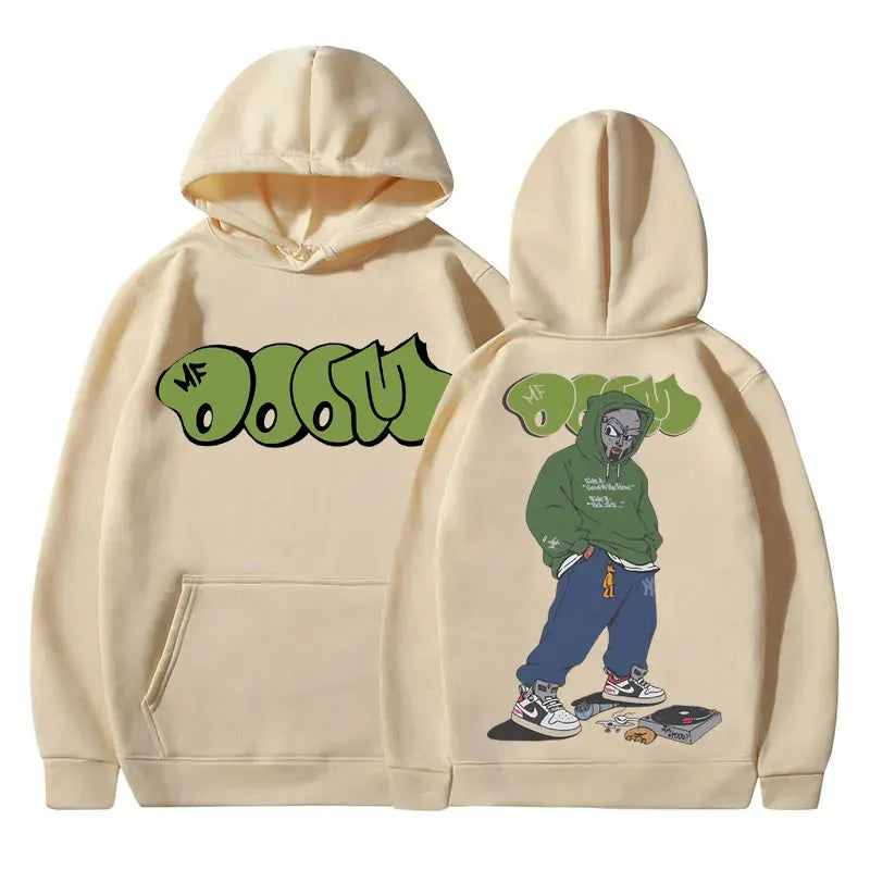 Sudadera con capucha con estampado gráfico de rapero Mf Doom para hombre y mujer, sudadera de lana de gran tamaño de Hip Hop, sudaderas con capucha de tendencia a la moda para hombre, Streetwea