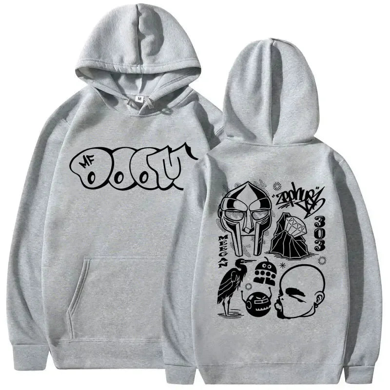 Rapero Mf Doom Madvillain Metal Face estampado gráfico Sudadera con capucha hombres mujeres Hip Hop moda sudadera hombres polar sudaderas con capucha de gran tamaño
