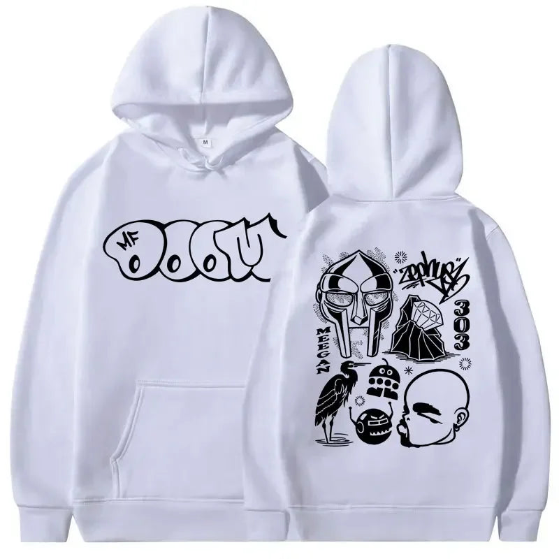 Rapero Mf Doom Madvillain Metal Face estampado gráfico Sudadera con capucha hombres mujeres Hip Hop moda sudadera hombres polar sudaderas con capucha de gran tamaño