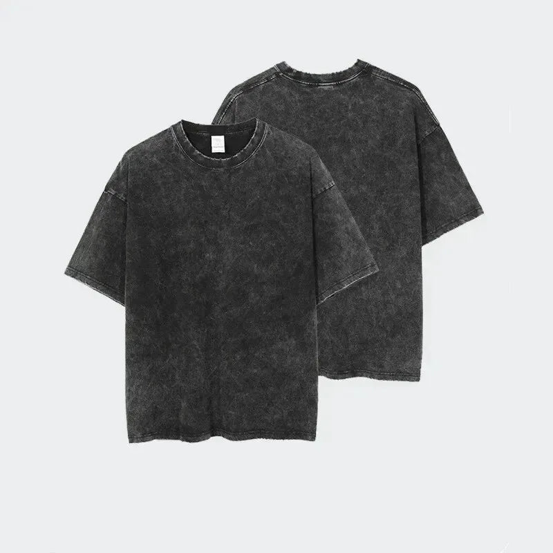 Camiseta Invincible Lavada, Ropa con Personalidad, Suave, para Todo el Año, Oversize, para Parejas, Unisex, Y2K, Manga Corta, Clásica, Casual