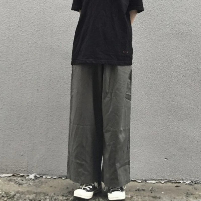 Pantalones de Hip Hop para mujer, moda de calle, primavera Otoño, minimalista, holgado, informal, coreano, sencillo, liso, combina con todo, ropa de trabajo para correr Ins