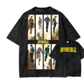 Camiseta Invincible Lavada, Ropa con Personalidad, Suave, para Todo el Año, Oversize, para Parejas, Unisex, Y2K, Manga Corta, Clásica, Casual