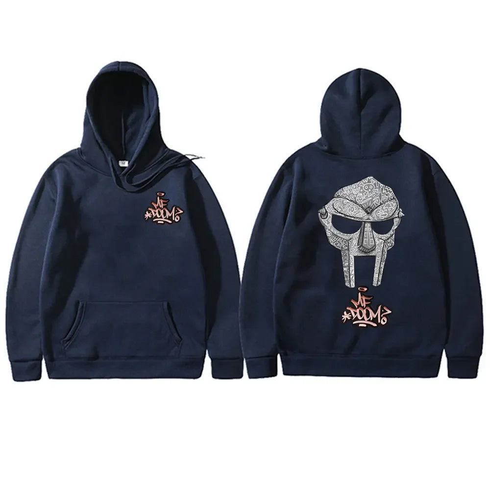 Sudadera con capucha con estampado de doble cara de rapero Mf Doom Face, jersey de gran tamaño para hombre, sudaderas con capucha Vintage de Hip Hop Rap, Tops