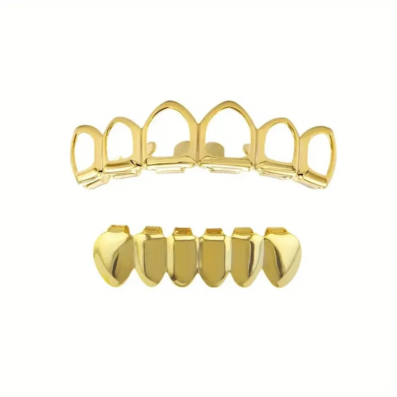 Un conjunto de adornos de dientes de Hip-Hop, accesorios de escenario y regalos de Festival, ahuecados/lisos de seis dientes a la moda