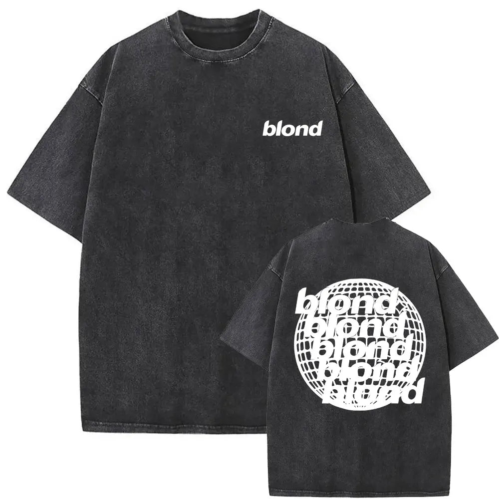 Camiseta lavada Vintage rapero Frank para hombre y mujer, camisa de gran tamaño con gráfico Rubio, estilo Hip Hop, informal, a la moda