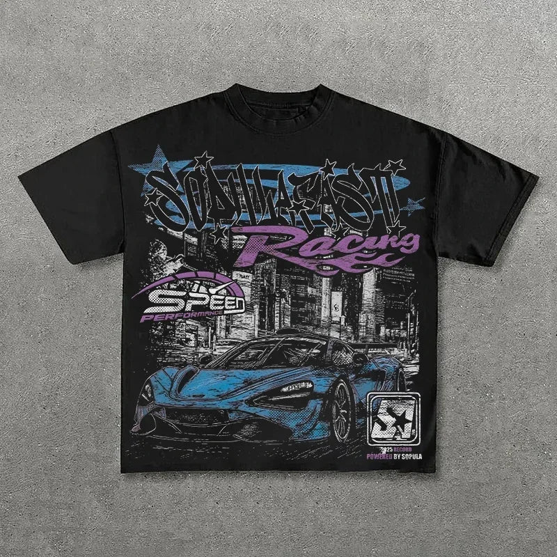 Camiseta gráfica para hombre y mujer, Top Vintage, ropa informal estilo Hip Hop, camiseta de gran tamaño, ropa informal de manga corta, camiseta de moda de verano