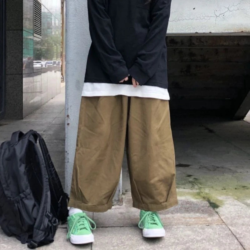 Pantalones de Hip Hop para mujer, moda de calle, primavera Otoño, minimalista, holgado, informal, coreano, sencillo, liso, combina con todo, ropa de trabajo para correr Ins