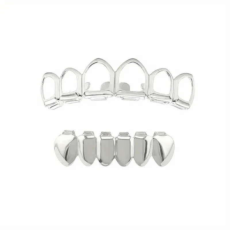 Un conjunto de adornos de dientes de Hip-Hop, accesorios de escenario y regalos de Festival, ahuecados/lisos de seis dientes a la moda