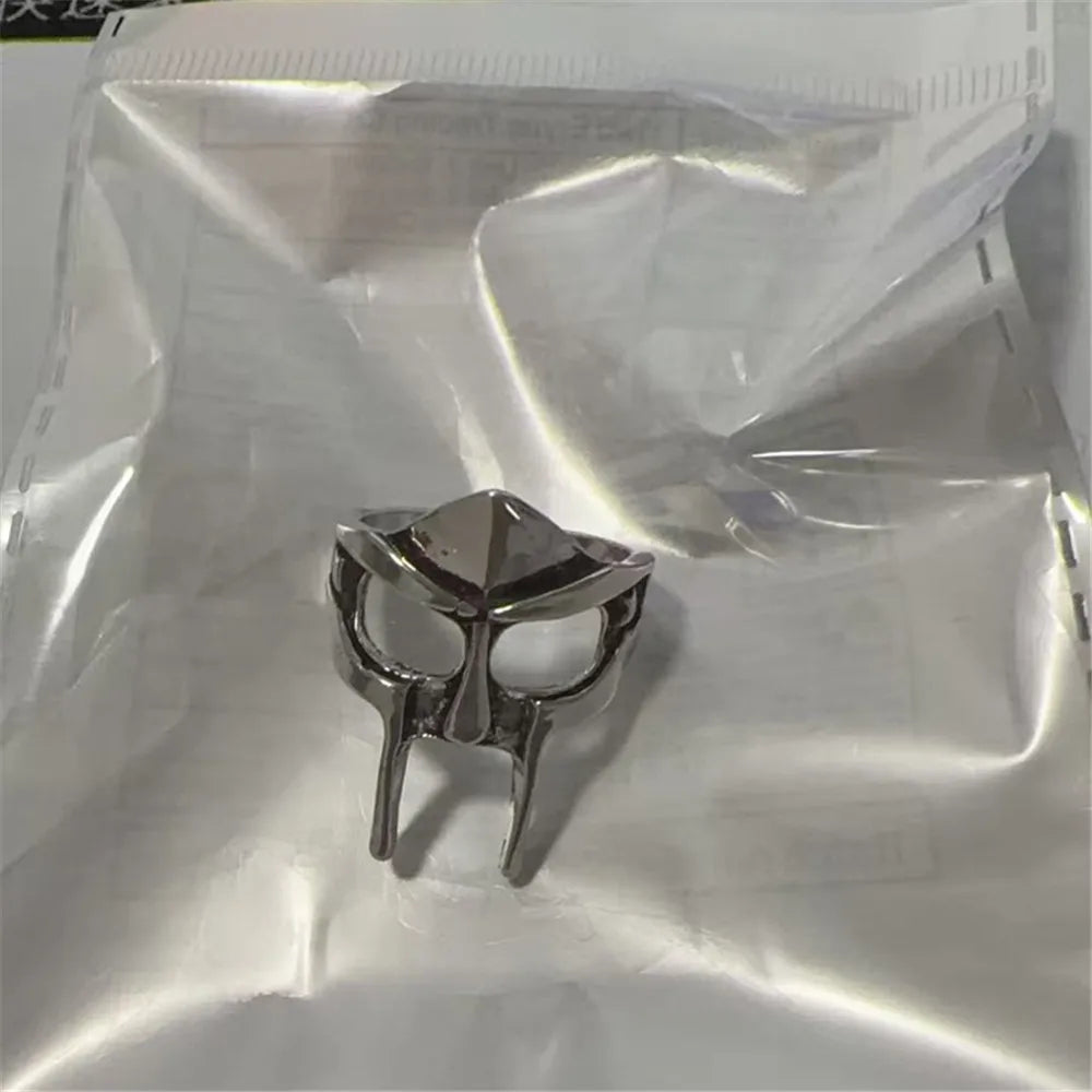 Anillo de articulación ajustable para hombre, máscara gótica Vintage Mf Doom, gladiador, Punk, faraón egipcio, joyería abierta
