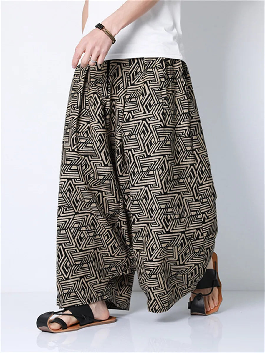 Pantalones Harem de tendencia Hip Hop para hombre, ropa informal suelta informal, pantalones para correr con estampado Retro, pantalones de pierna ancha, pantalones de chándal para hombre de gran tamaño