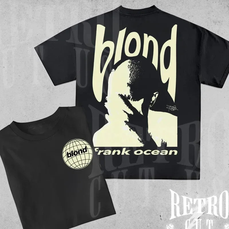 Camiseta con gráfico Retro de rapero Frank para hombre, ropa de álbum oceánico de Hip Hop, camisetas Y2k, Camiseta de algodón de gran tamaño Rubio Unisex a la moda