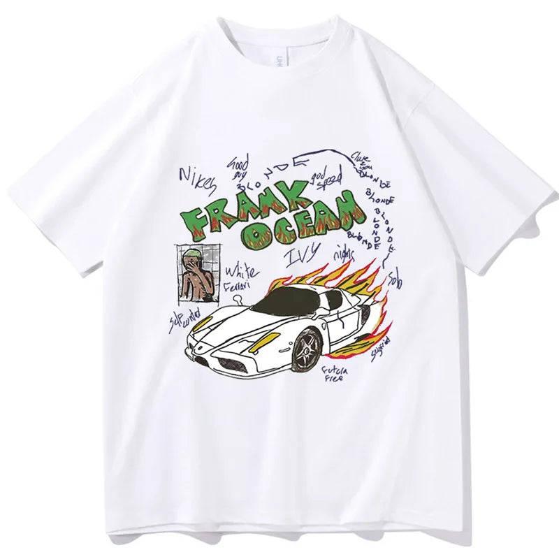 Camisetas de música R&B Frank O-ocean Blond, camisetas de moda para hombres y mujeres, camisetas geniales, ropa de verano 100% de algodón, camisetas de ritmo y blues