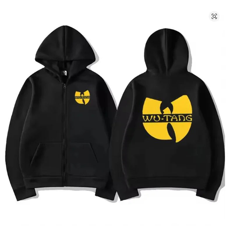 Sudadera con capucha con gráficos Hip Hop Années 90 Wu Clan T-Tangs para hombre y mujer, chaqueta punk con cremallera, abrigo gótico de manga larga de lana, ropa de calle holgada