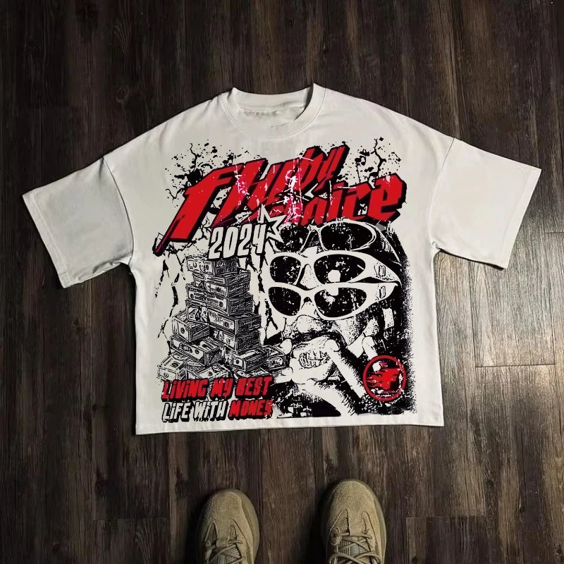 Camiseta gráfica para hombre y mujer, Top Vintage, ropa informal estilo Hip Hop, camiseta de gran tamaño, ropa informal de manga corta, camiseta de moda de verano