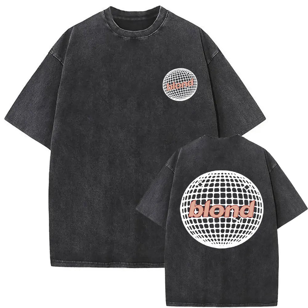 Camiseta lavada Vintage rapero Frank para hombre y mujer, camisa de gran tamaño con gráfico Rubio, estilo Hip Hop, informal, a la moda
