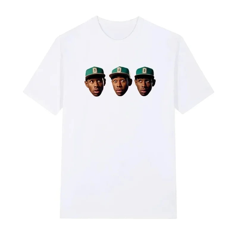 Camiseta con patrón de cabeza de Tyler The Creator, camiseta de manga corta de verano para mujer, camiseta Retro Hip Hop Rap Singer Cactus Jack, Top Y2k