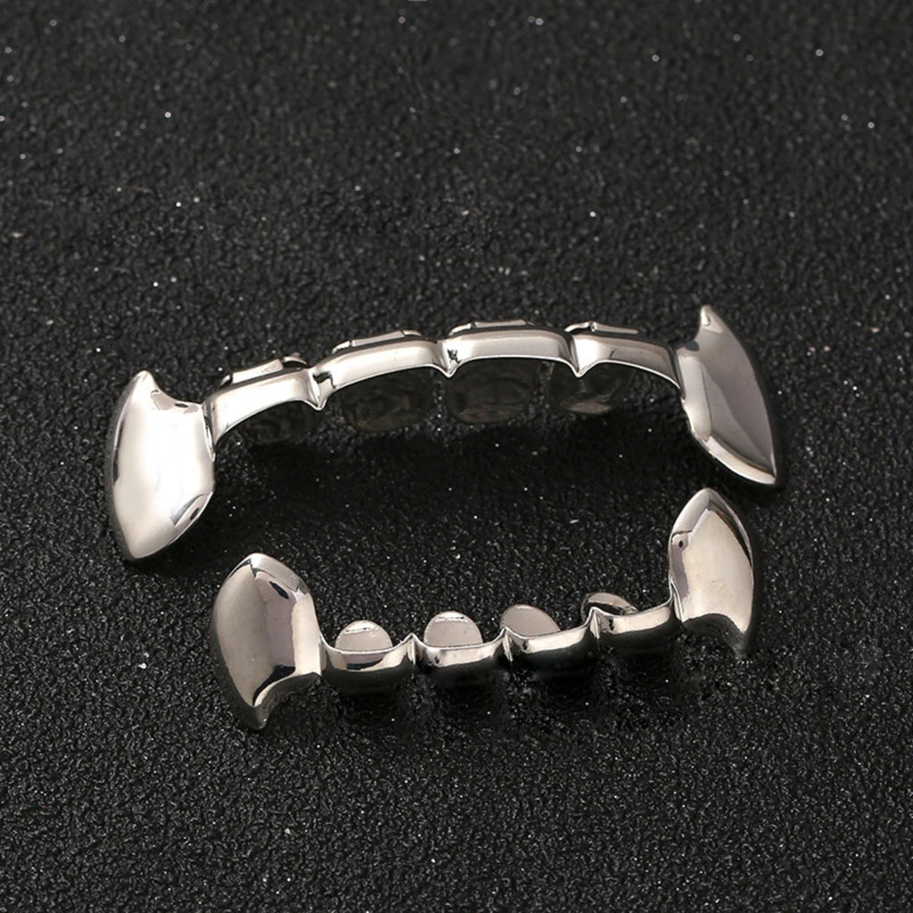 Juego de dientes chapados en plata, colmillo de payaso decorativo de hip hop para Halloween, 1 ud./1 Uds.