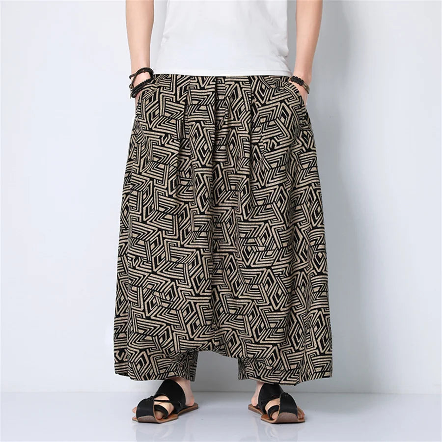 Pantalones Harem de tendencia Hip Hop para hombre, ropa informal suelta informal, pantalones para correr con estampado Retro, pantalones de pierna ancha, pantalones de chándal para hombre de gran tamaño