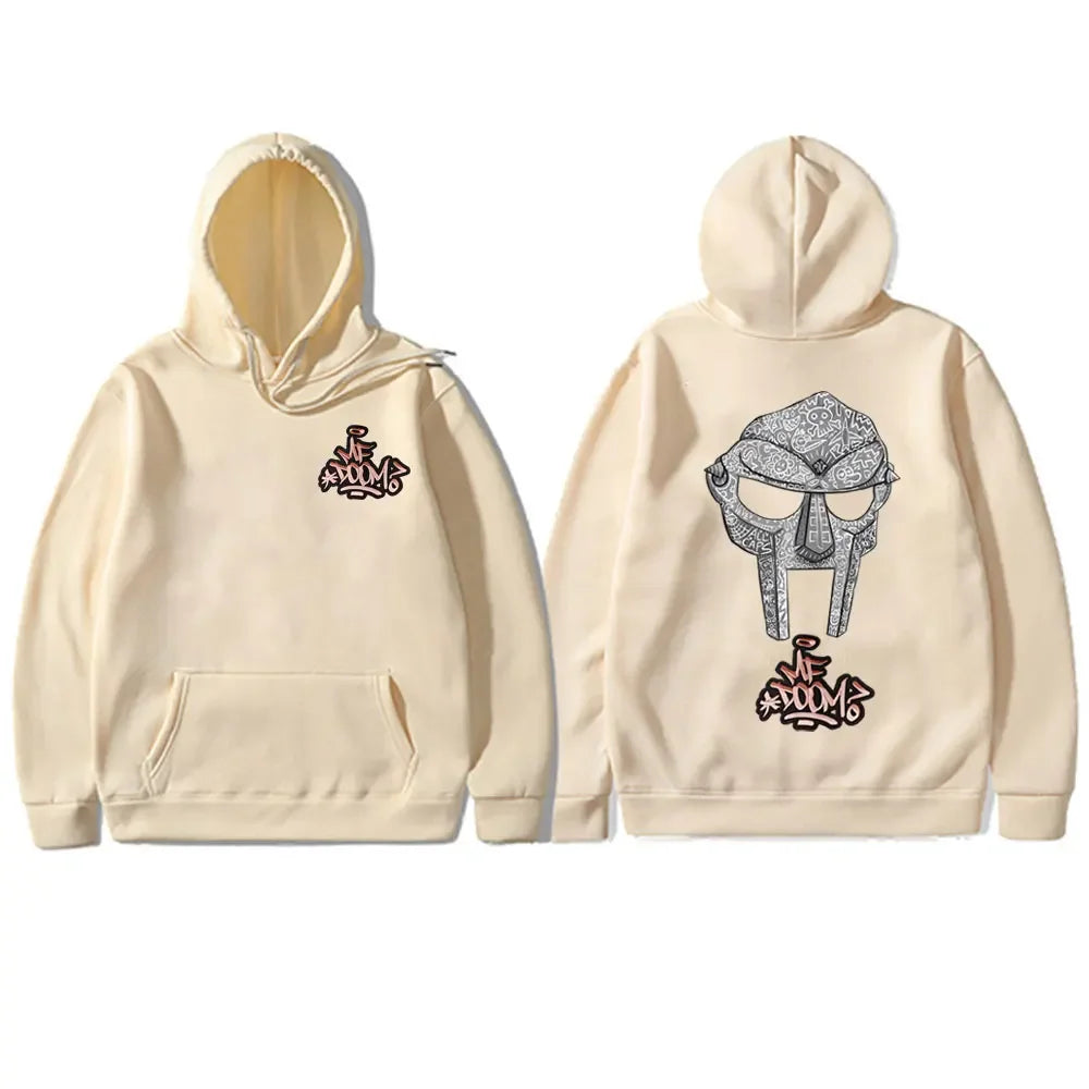 Sudadera con capucha con estampado de doble cara de rapero Mf Doom Face, jersey de gran tamaño para hombre, sudaderas con capucha Vintage de Hip Hop Rap, Tops