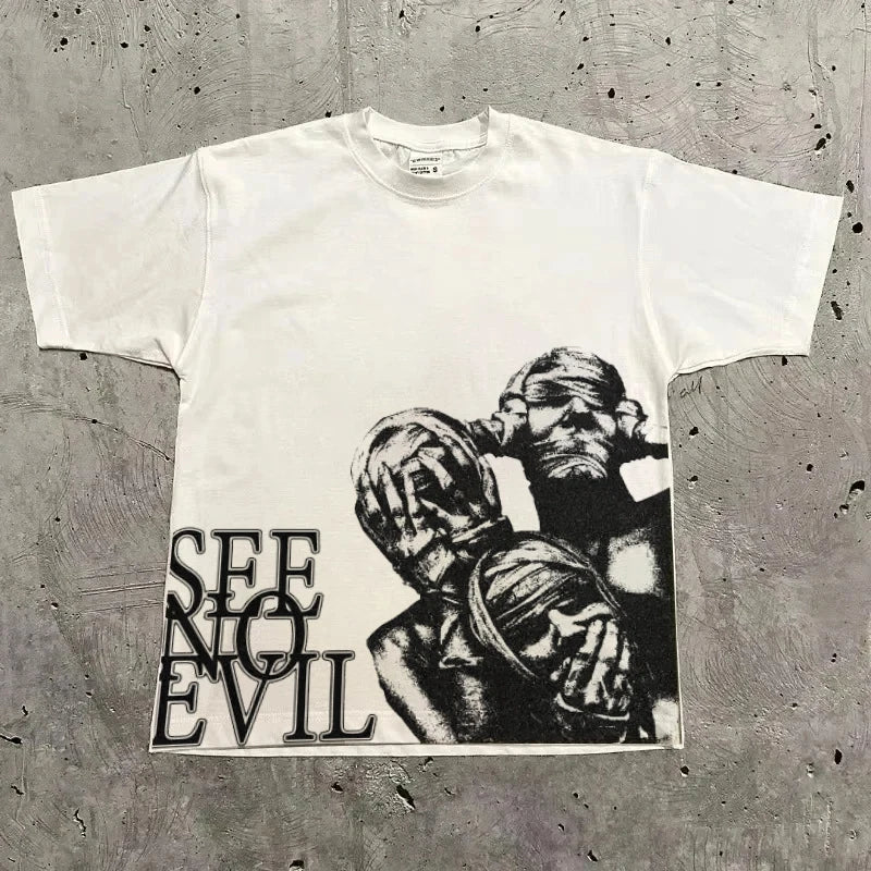 Camiseta gráfica para hombre y mujer, Top Vintage, ropa informal estilo Hip Hop, camiseta de gran tamaño, ropa informal de manga corta, camiseta de moda de verano