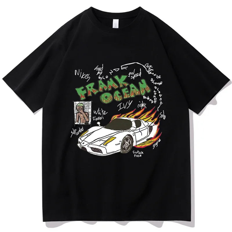Camisetas de música R&B Frank O-ocean Blond, camisetas de moda para hombres y mujeres, camisetas geniales, ropa de verano 100% de algodón, camisetas de ritmo y blues