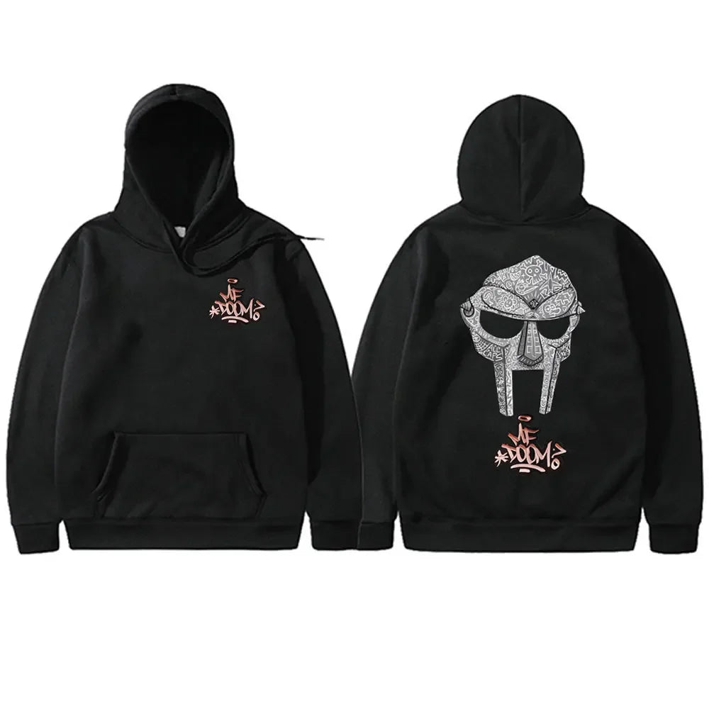 Sudadera con capucha con estampado de doble cara de rapero Mf Doom Face, jersey de gran tamaño para hombre, sudaderas con capucha Vintage de Hip Hop Rap, Tops