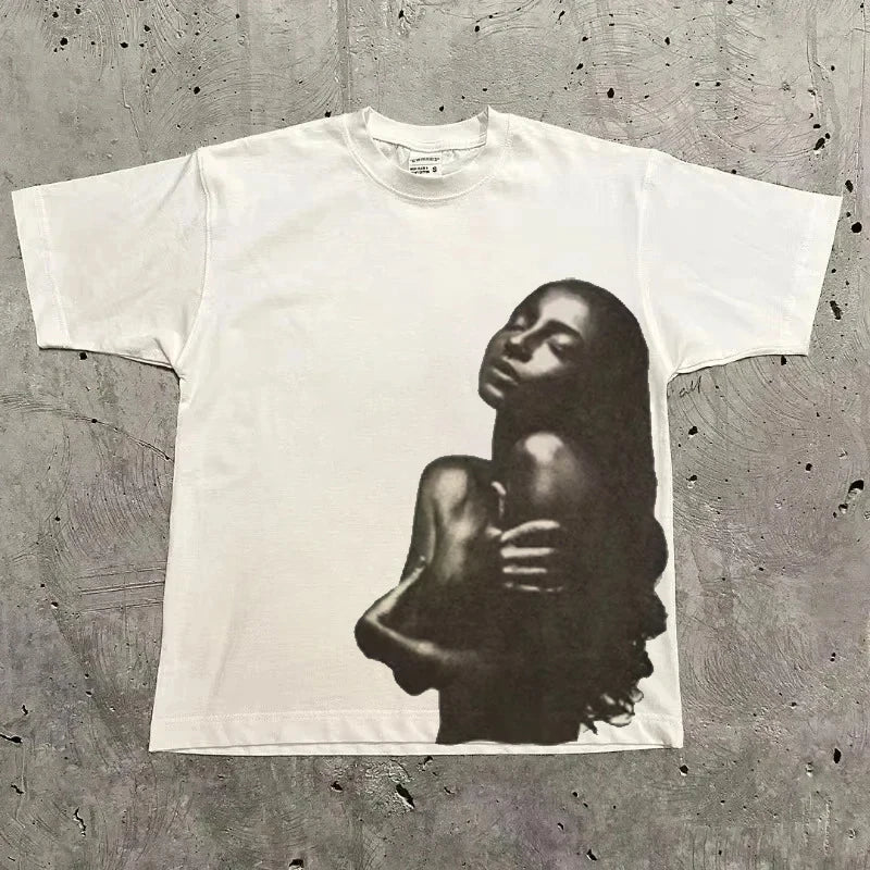 Camiseta gráfica para hombre y mujer, Top Vintage, ropa informal estilo Hip Hop, camiseta de gran tamaño, ropa informal de manga corta, camiseta de moda de verano