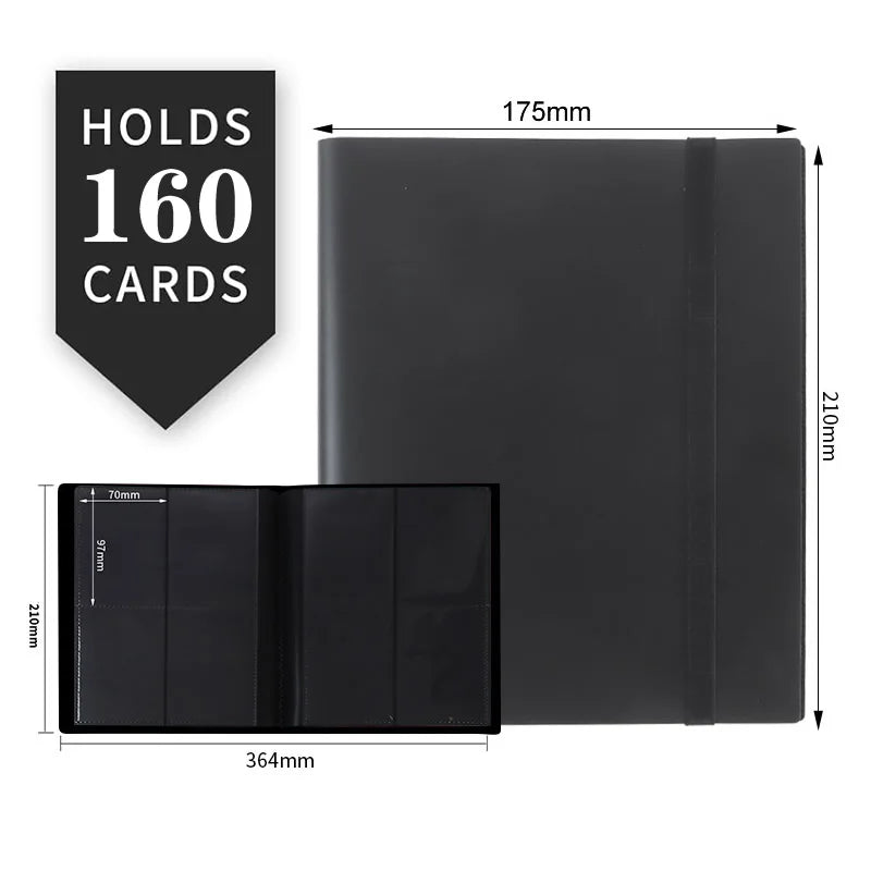Álbum para 160 Tarjetas, Carpeta con 4 Bolsillos, Apta para Tarjetas de Pokémon, Yugioh, Béisbol, Fútbol y Otros Deportes