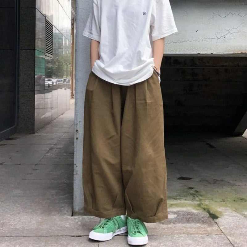 Pantalones de Hip Hop para mujer, moda de calle, primavera Otoño, minimalista, holgado, informal, coreano, sencillo, liso, combina con todo, ropa de trabajo para correr Ins