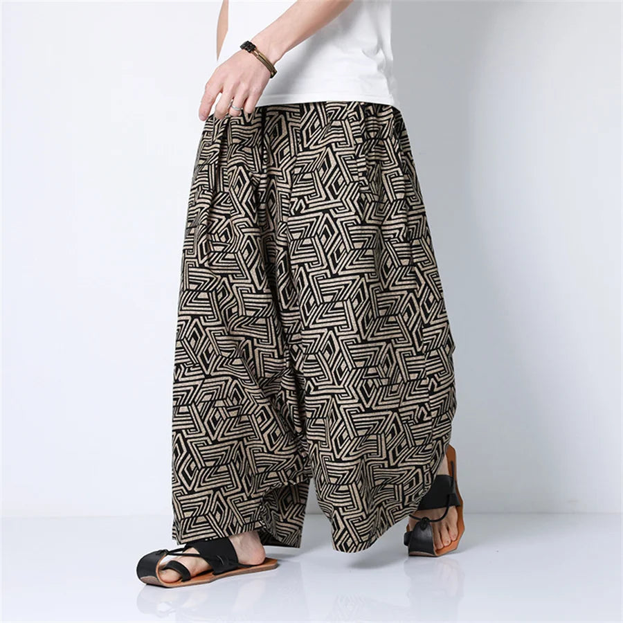 Pantalones Harem de tendencia Hip Hop para hombre, ropa informal suelta informal, pantalones para correr con estampado Retro, pantalones de pierna ancha, pantalones de chándal para hombre de gran tamaño