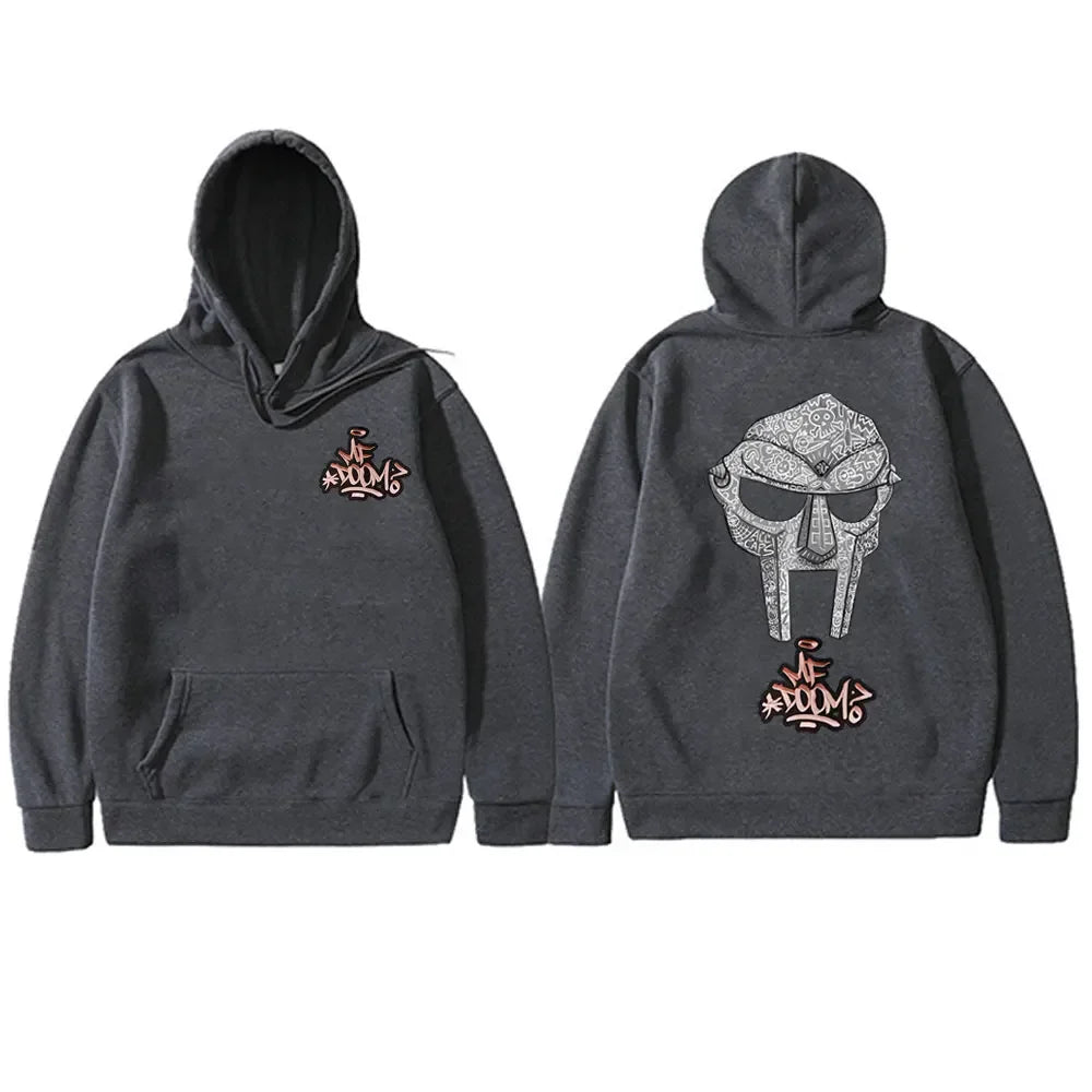 Sudadera con capucha con estampado de doble cara de rapero Mf Doom Face, jersey de gran tamaño para hombre, sudaderas con capucha Vintage de Hip Hop Rap, Tops