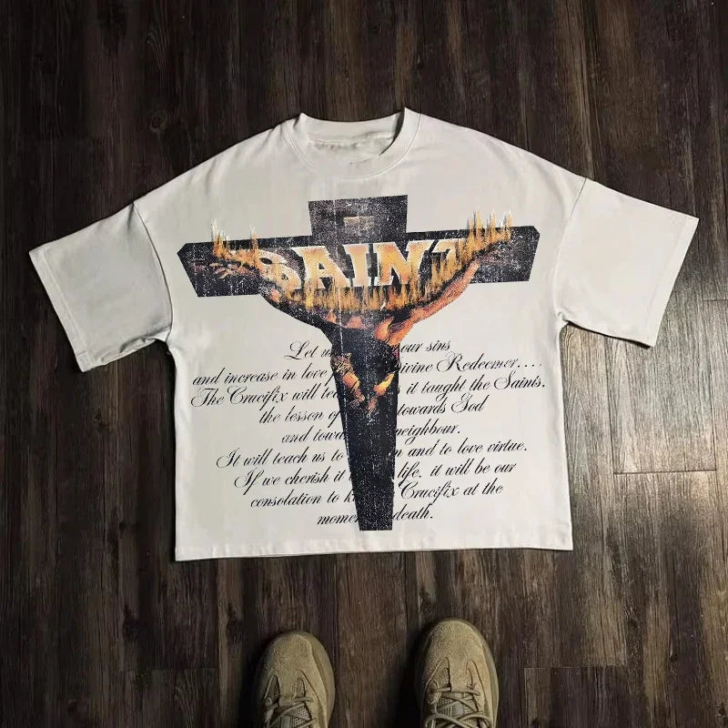 Camiseta gráfica para hombre y mujer, Top Vintage, ropa informal estilo Hip Hop, camiseta de gran tamaño, ropa informal de manga corta, camiseta de moda de verano