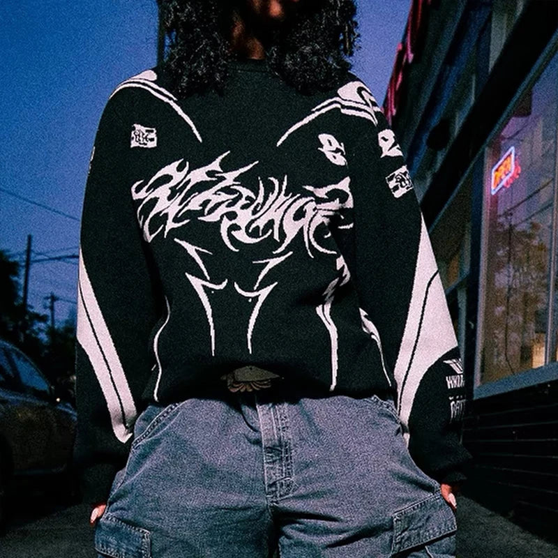 Suéter de invierno para hombre, abrigo de punto, Tops góticos de manga larga de gran tamaño, ropa de calle de moda coreana Y2k, jersey de Harajuku, ropa