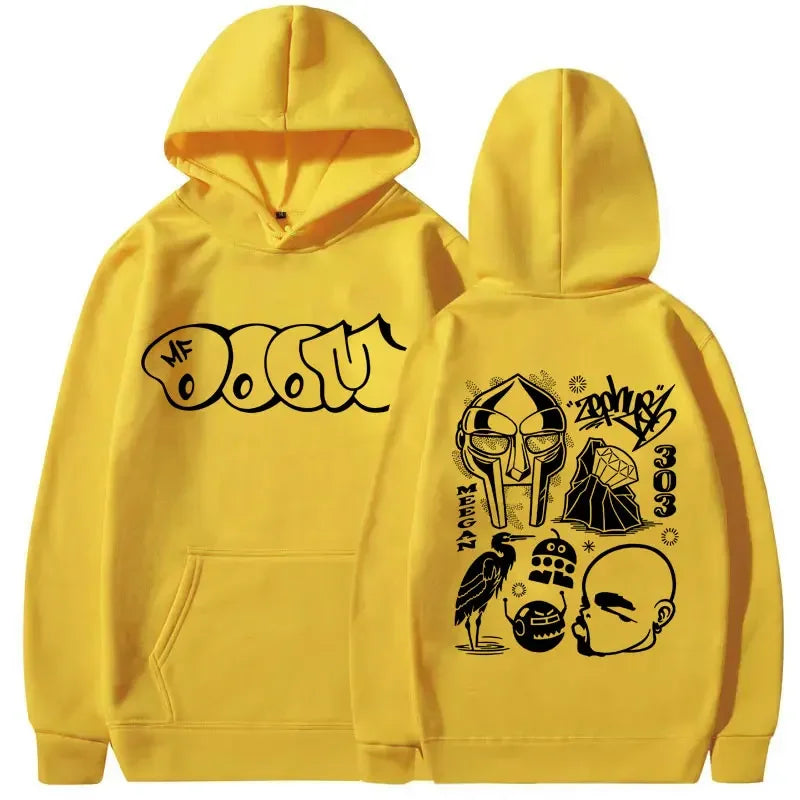 Rapero Mf Doom Madvillain Metal Face estampado gráfico Sudadera con capucha hombres mujeres Hip Hop moda sudadera hombres polar sudaderas con capucha de gran tamaño
