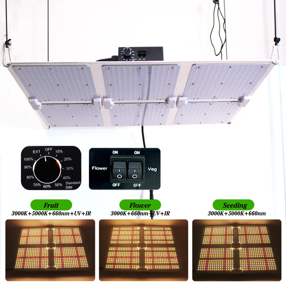Lámpara LED de Cultivo con Tecnología Cuántica 2025, 3000K 5000K Mix 660nm UV LM301H Evo para Cultivo Interior, Control de Vegetales/Flores