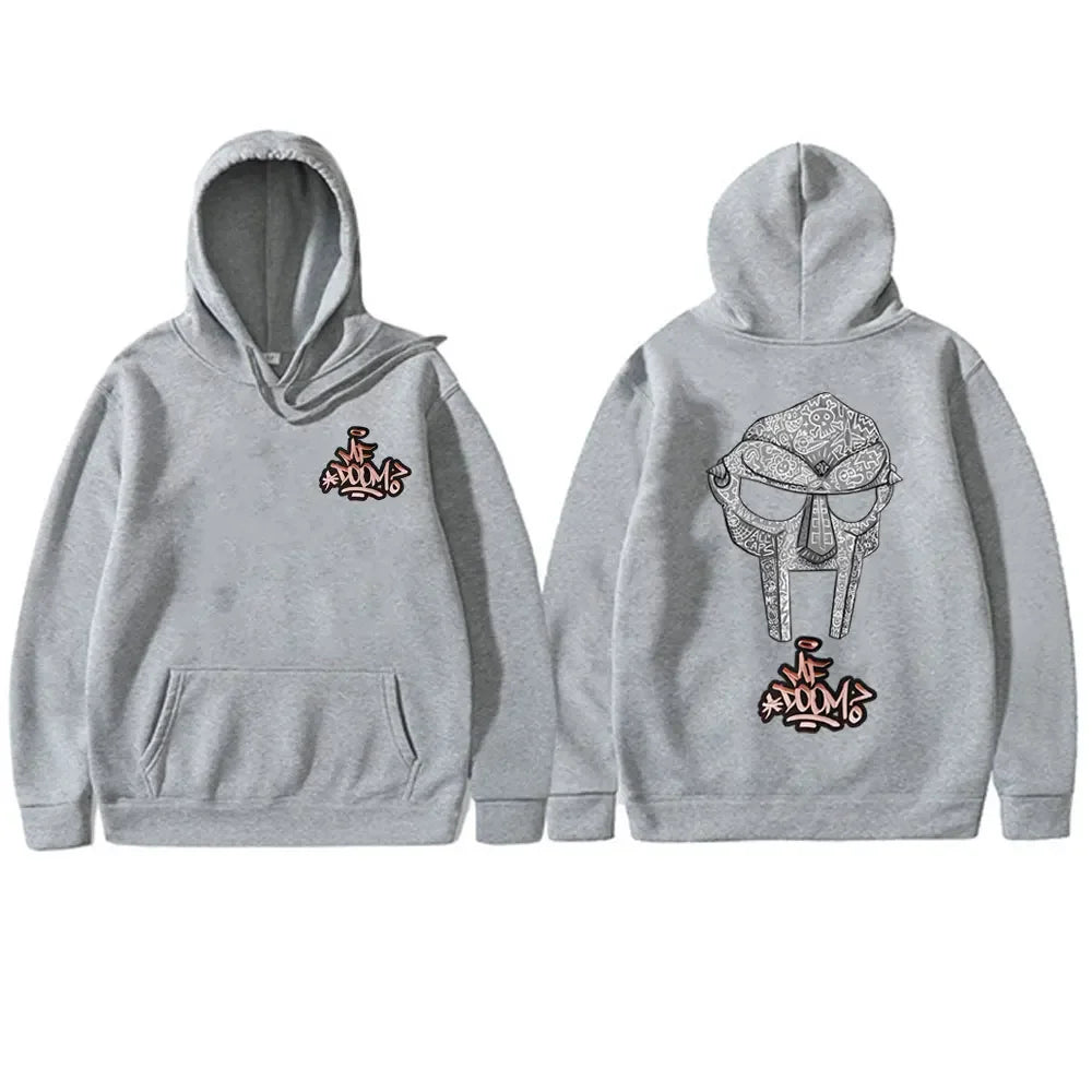 Sudadera con capucha con estampado de doble cara de rapero Mf Doom Face, jersey de gran tamaño para hombre, sudaderas con capucha Vintage de Hip Hop Rap, Tops