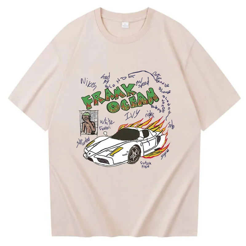 Camisetas de música R&B Frank O-ocean Blond, camisetas de moda para hombres y mujeres, camisetas geniales, ropa de verano 100% de algodón, camisetas de ritmo y blues