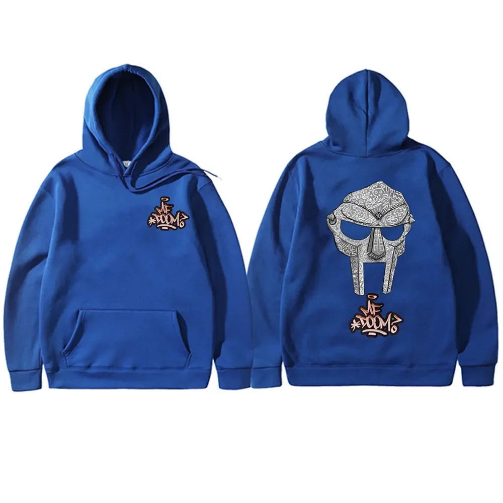 Sudadera con capucha con estampado de doble cara de rapero Mf Doom Face, jersey de gran tamaño para hombre, sudaderas con capucha Vintage de Hip Hop Rap, Tops