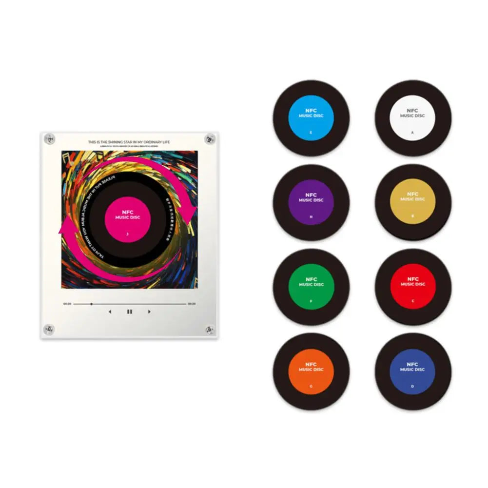 Reproductor de Música Acrílico con Parche Magnético NFC y Altavoz Integrado - Diseño Personalizable, No Requiere Teléfono, Reproducción Automática