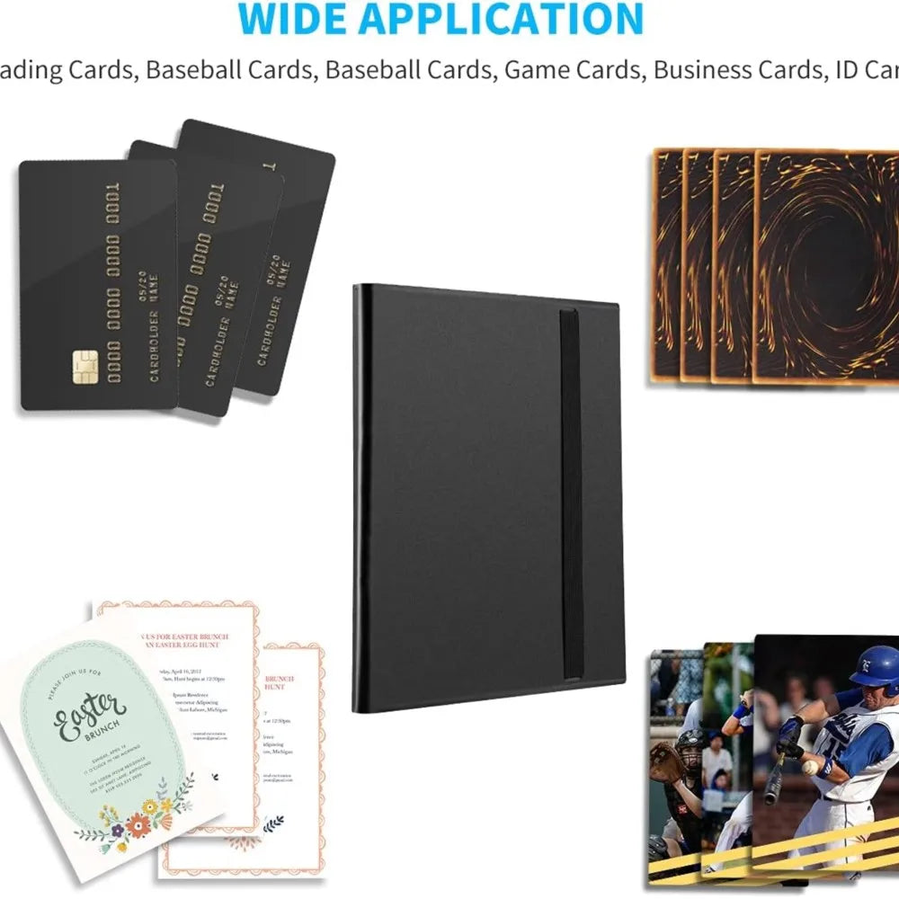 Álbum para 160 Tarjetas, Carpeta con 4 Bolsillos, Apta para Tarjetas de Pokémon, Yugioh, Béisbol, Fútbol y Otros Deportes